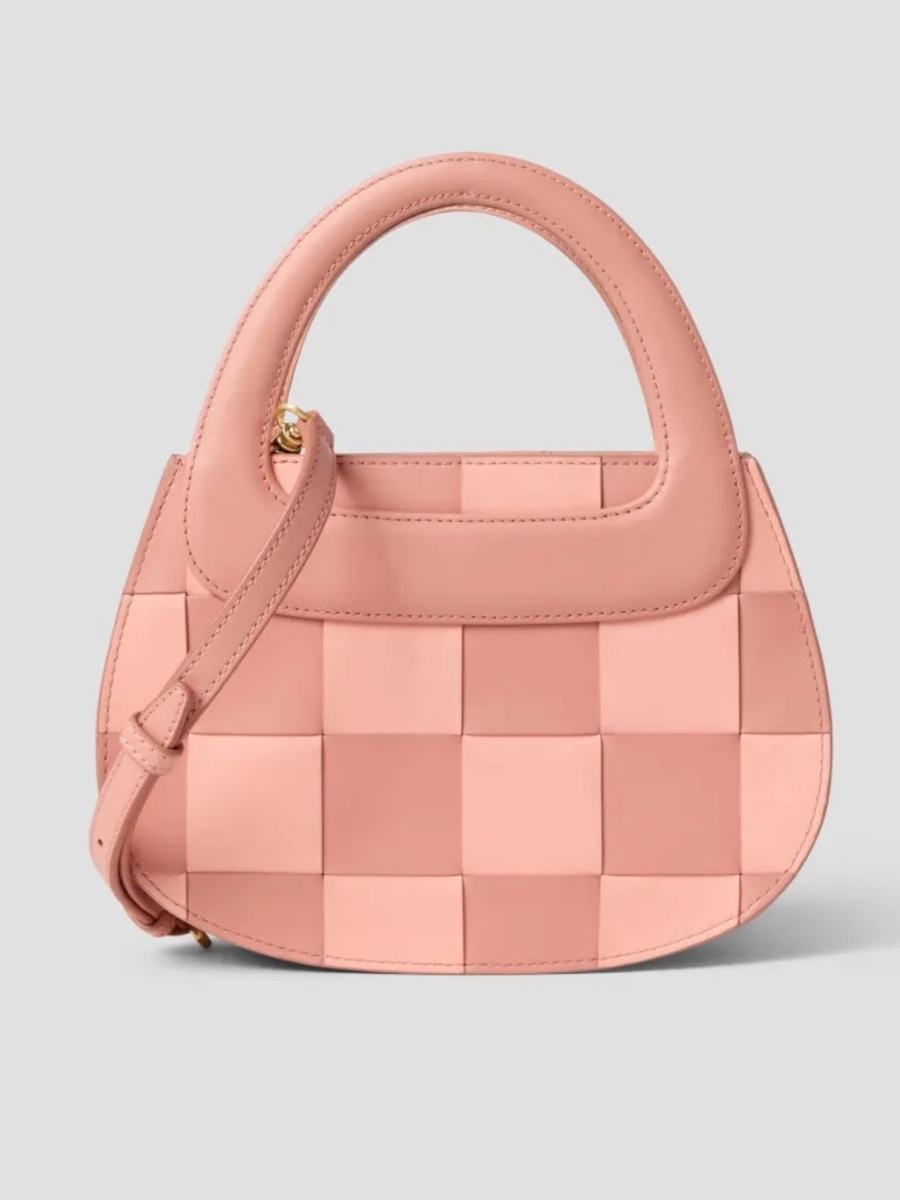BRAND NEW Lele Sadoughi Coral Clay Carla Checkered Pink Leather Carry-All Bag